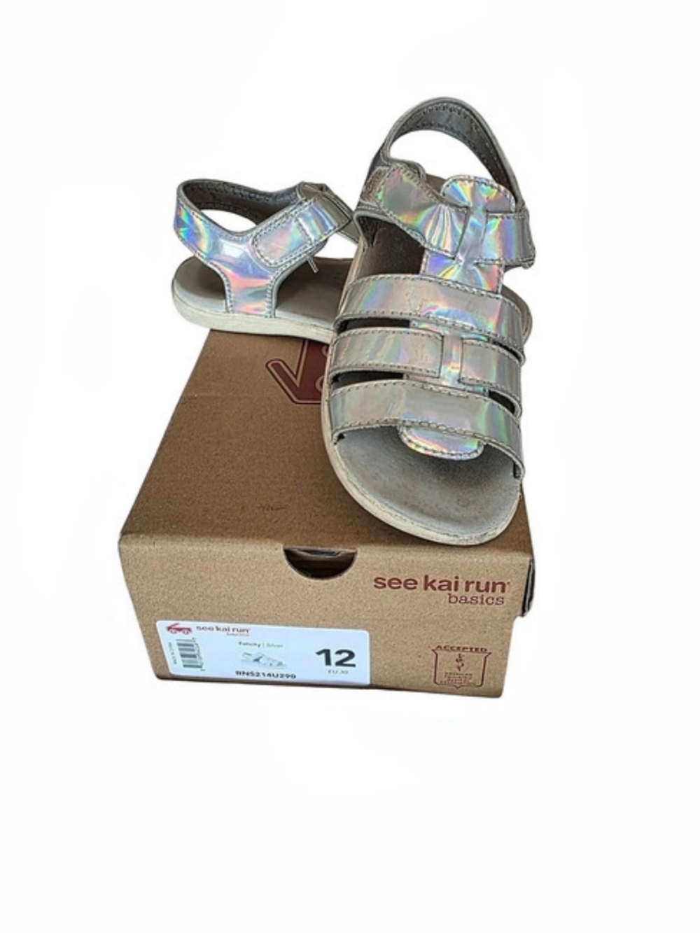 See Kai Run Felix Holographic Sandals Girls Toddler Size 12